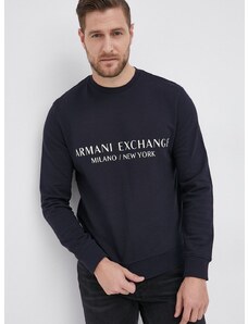 Armani Exchange pamut melegítőfelső sötétkék, férfi, nyomott mintás