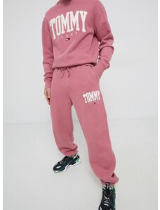 Tommy Jeans nadrág rózsaszín, férfi, nyomott mintás