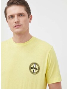 BOSS t-shirt sárga, férfi, nyomott mintás