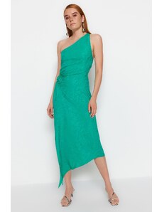 Trendyol Green Limited Edition összegyűjtött részletes Jacquard szatén szőtt ruha szőtt ruha