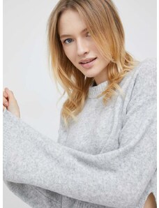 Calvin Klein Jeans gyapjúkeverék pulóver könnyű, női, szürke, félgarbó nyakú