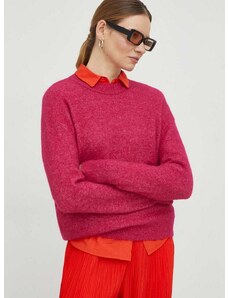 Samsoe Samsoe gyapjú pulóver könnyű, női, rózsaszín