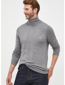 Guess gyapjúkeverék pulóver könnyű, férfi, szürke, garbónyakú