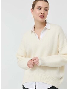 BOSS gyapjú pulóver meleg, női, fehér