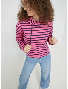Tommy Jeans felső rózsaszín, női, mintás, kapucnis