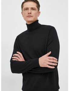 GAP gyapjú pulóver könnyű, férfi, fekete, garbónyakú