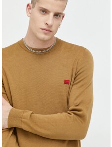 HUGO pamut pulóver könnyű, férfi, barna