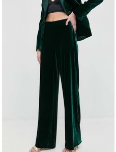 Luisa Spagnoli nadrág selyemkeverékből Omologo női, zöld, magas derekú egyenes