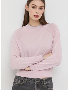 Emporio Armani gyapjú pulóver könnyű, női, lila