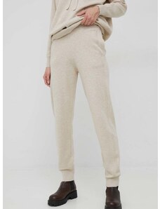 Calvin Klein melegítőnadrág gyapjúkeverékkel bézs, női, sima