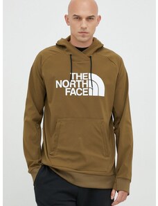 The North Face sportos pulóver Tekno zöld, férfi, nyomott mintás, kapucnis