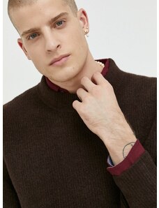Premium by Jack&Jones gyapjúkeverék pulóver Raley férfi, barna, félgarbó nyakú