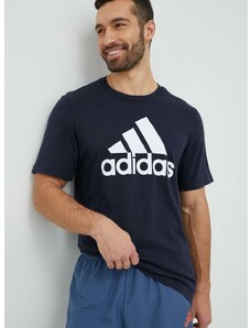 adidas pamut póló sötétkék, nyomott mintás, IC9348