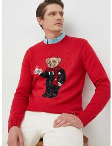 Polo Ralph Lauren vászonkeverék pulóver könnyű, férfi, piros