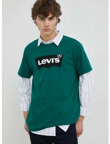 Levi's pamut póló zöld, nyomott mintás