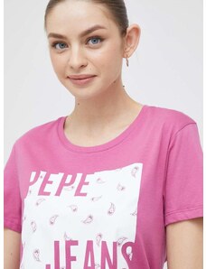 Pepe Jeans pamut póló Lucie rózsaszín