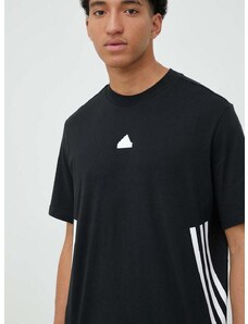 Adidas pamut póló fekete, nyomott mintás