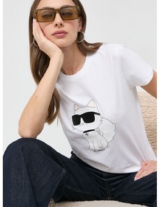 Karl Lagerfeld pamut póló női, fehér