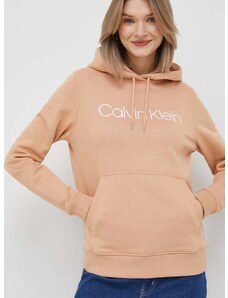 Calvin Klein felső narancssárga, női, nyomott mintás, kapucnis