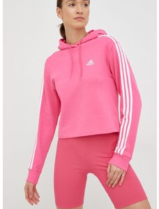 Adidas pamut melegítőfelső rózsaszín, női, nyomott mintás, kapucnis