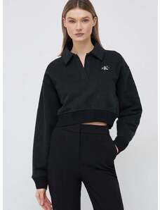 Calvin Klein Jeans pamut melegítőfelső fekete, női, nyomott mintás