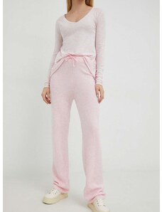 American Vintage nadrág gyapjú keverékből női, rózsaszín, magas derekú egyenes
