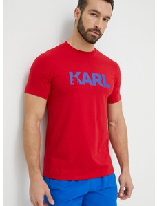 Karl Lagerfeld pamut póló piros, nyomott mintás