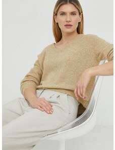 American Vintage gyapjú pulóver könnyű, női, bézs