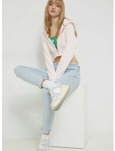 Tommy Jeans felső rózsaszín, női, sima, kapucnis