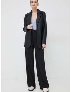 Calvin Klein nadrág női, fekete, magas derekú széles
