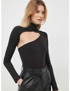 Calvin Klein Jeans body női, félgarbó nyakú, fekete