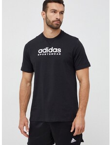adidas pamut póló fekete, nyomott mintás