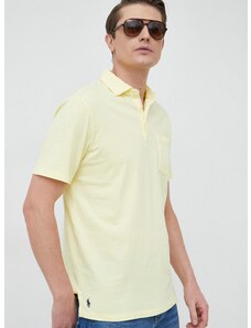 Polo Ralph Lauren póló vászonkeverékből sárga, sima