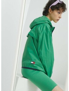 Tommy Jeans rövid kabát női, zöld, átmeneti, oversize