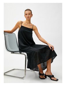 Koton Women's Straight Collar Straight Long Black Dress 3sak80019ek