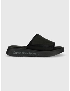 Calvin Klein Jeans papucs PREFRESATO SANDAL SOFTNY fekete, női, platformos, YW0YW00968
