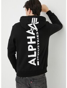 Alpha Industries felső fekete, férfi, nyomott mintás, kapucnis
