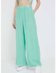 Calvin Klein Jeans nadrág női, zöld, magas derekú széles