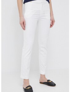 Lauren Ralph Lauren nadrág női, fehér, magas derekú cigaretta fazonú, 200811955
