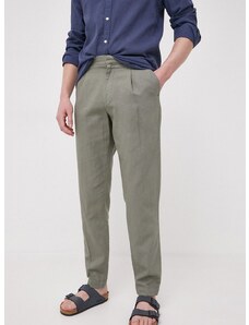 Pepe Jeans nadrág vászonkeverékből Arrow zöld, egyenes