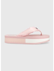 Tommy Jeans flip-flop WEBBING MID BEACH SNDL NW STRP rózsaszín, női, platformos, EN0EN02114
