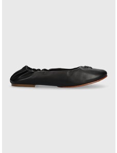 Tommy Hilfiger bőr balerina cipő TH ELEVATED ELASTIC fekete, FW0FW07222