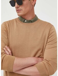 BOSS gyapjú pulóver könnyű, férfi, bézs