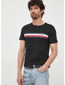 Tommy Hilfiger pamut póló fekete, nyomott mintás