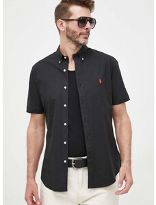 Polo Ralph Lauren ing férfi, legombolt galléros, fekete, slim