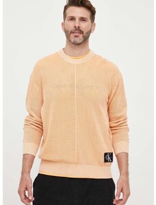 Calvin Klein Jeans pamut pulóver könnyű, narancssárga