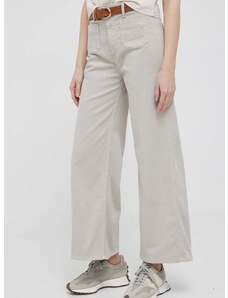 Pepe Jeans nadrág női, szürke, magas derekú széles