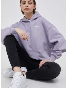 Calvin Klein Jeans felső lila, női, nyomott mintás, kapucnis