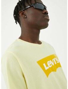 Levi's pamut póló sárga, nyomott mintás