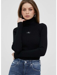 Calvin Klein Jeans pulóver női, garbónyakú, fekete
